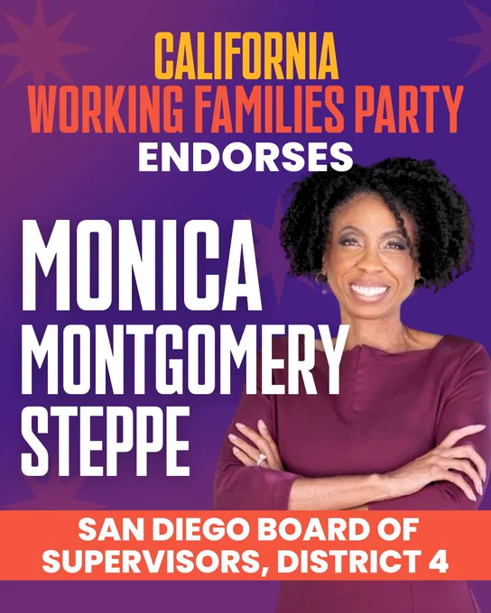 California Working Families Party endorses Monica Montgomery Steppe for San Diego County Board of Supervisors, District 4