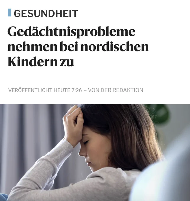 GESUNDHEIT
Gedächtnisprobleme nehmen bei nordischen Kindern zu
VERÖFFENTLICHT HEUTE 7:26 - VON DER REDAKTION