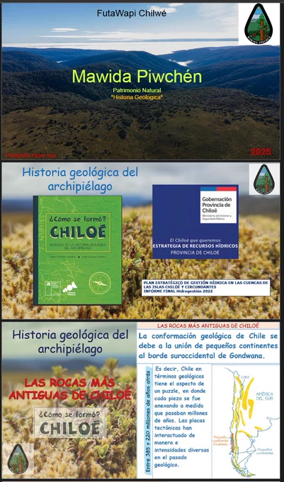 Hace millones de años la Antártica era un continente verde donde habitaban mamíferos semi-reptiles y cipreses gigantes, que evolucionó con su propia fauna, algo parecido a lo que ocurrió con Australia y su biota única.  A medida que la placa continental se desplazaba hacia el sur. Entre eras glaciares y períodos desérticos y tropicales, pedazos de la Antártica hicieron puente con el sur de Sudamérica y se intercambiaron lentamente los dos ecosistemas al pasar los milenios . Este acontecimiento hizo de la Antártica un continente congelado y hostil para la vida, y permitió el origen de la biodiversidad del sur de Chile que es indudablemente originario del antiguo continente Gondwanaland.
(Fuente: Hacia dónde vas, Cordillera de Piuché? Los costos de la falta de ordenamiento territorial, Centro de Estudio y Conservación del Patrimonio Natural CECPAN, octubre 2014, Ancud, Los Lagos)

