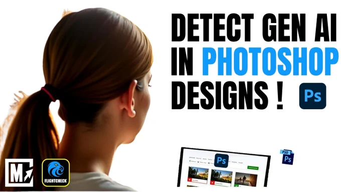 Graphic designer looking at computer screen of Photoshop files with firefly Gen AI images.