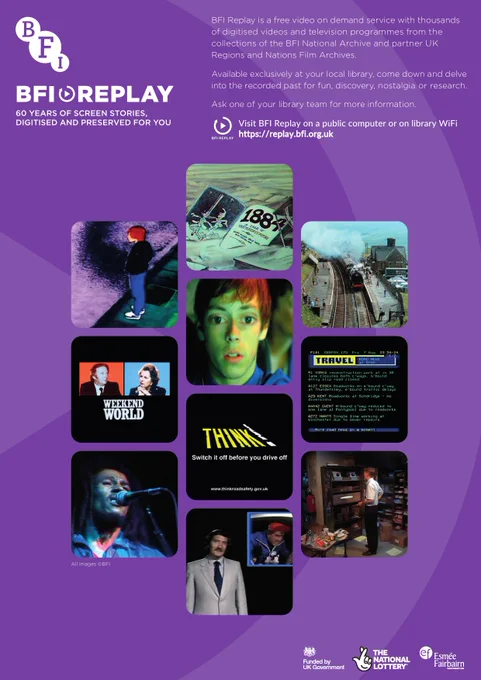 Poster promoting BFI Replay with stills from TV programmes