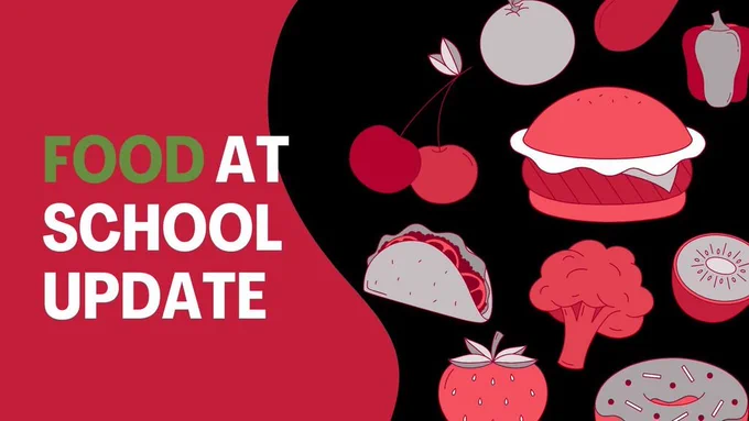 Food at school graphic with different food items 