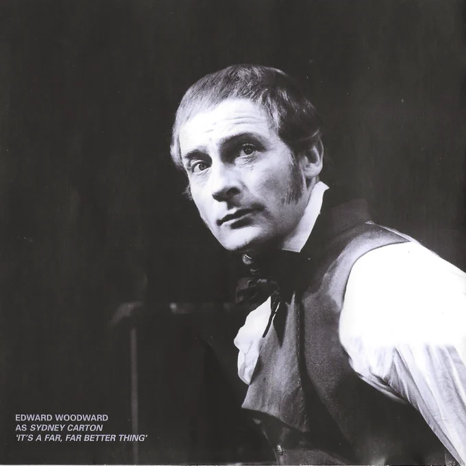Edward Woodward as Sydney Carton in the 1969 production of "Two Cities". Production shots held by National Theatre and V&A Archives