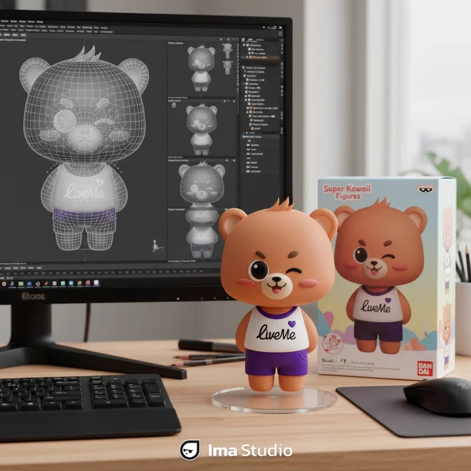 LiveMe Bear figurine produced by @ImaStudio