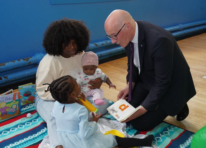 First Minister John Swinney at the opening of Home Start UK’s new family hub for Glasgow North and North Lanarkshire. 