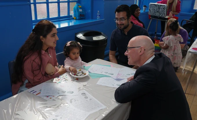 First Minister John Swinney at the opening of Home Start UK’s new family hub for Glasgow North and North Lanarkshire. 