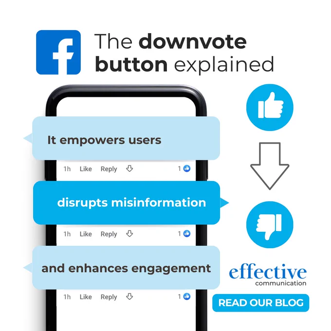 A white and blue graphic that mimics comments being downvoted on a mobile. 