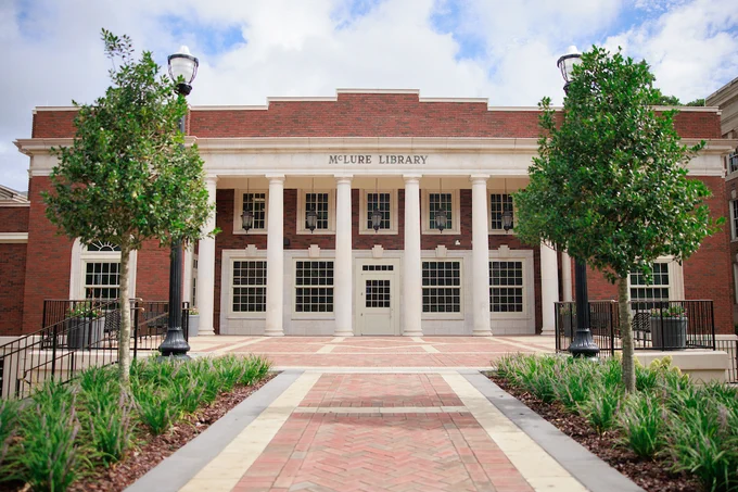 Exterior view of the McLure Library.