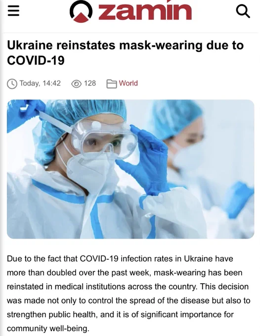 Ukraine reinstates mask-wearing due to COVID-19

Today, 14:42
→ World

Due to the fact that COVID-19 infection rates in Ukraine have more than doubled over the past week, mask-wearing has been reinstated in medical institutions across the country. This decision was made not only to control the spread of the disease but also to strengthen public health, and it is of significant importance for community well-being.