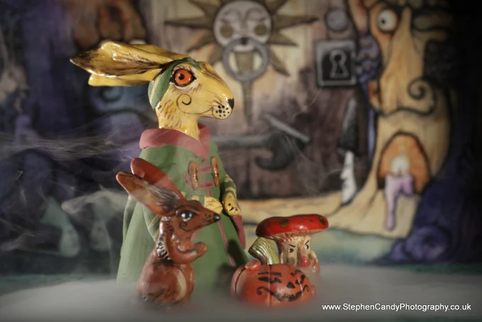 Ceramic "Matlock the Hare" with a dripple and other Winchett Dalefolk!