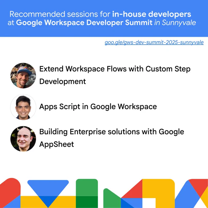 Check out these sessions at the Google Workspace Developer Summit.