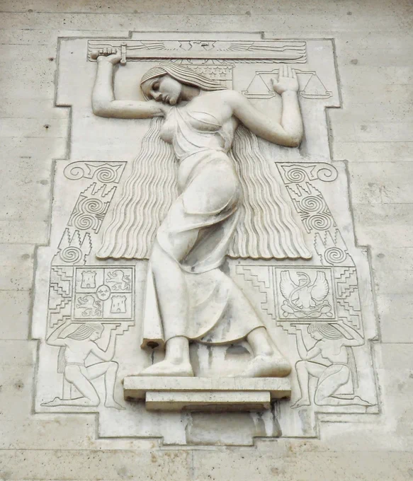 ‘Justice’ Jo Mora. Bas-Relief. Façade, Monterey County Courthouse, Salinas, California. 1937.
http://roadboystravels.blogspot.com/2014/05/the-monterey-county-courthouse.html
