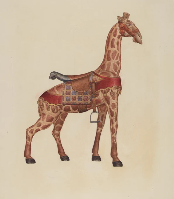 Henry Tomaszewski, Carousel Giraffe, c. 1939, watercolor and graphite on paperboard, Index of American Design, 1943.8.17121
https://www.nga.gov/education/teachers/lessons-activities/uncovering-america/great-depression.html
