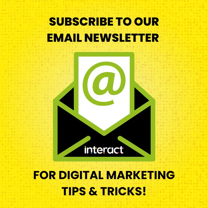 The text: " Subscribe to our email newsletter for digital marketing tips & tricks!"  