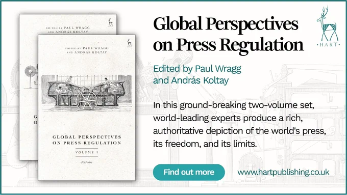Banner showing the cover images of Global Perspectives on Press Regulation, volumes 1 and 2, along with the text: In this ground-breaking two-volume set, world-leading experts produce a rich, authoritative depiction of the world's press, its freedom, and its limits.