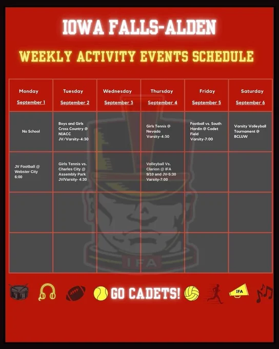 Weekly Activities Calendar