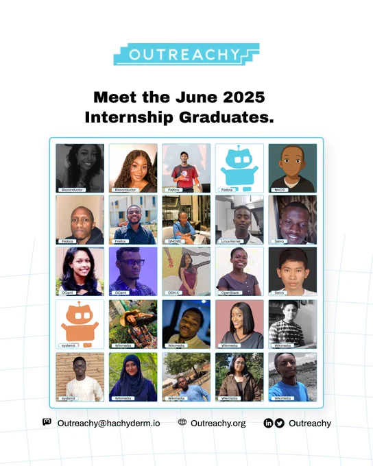 Outreachy celebrates the June 2025 internship graduates. 
