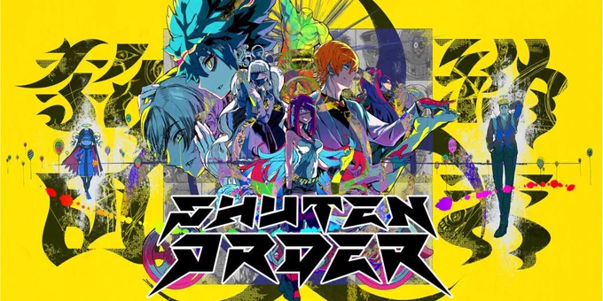 Futuristic comic-style artwork featuring diverse characters against a vibrant yellow background, with "Shuten Order" prominently displayed.
