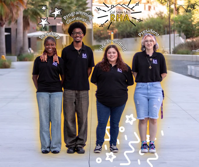 Cal State LA RHA Team. The Secretary, Programming Coordinator, Vice President, and President.