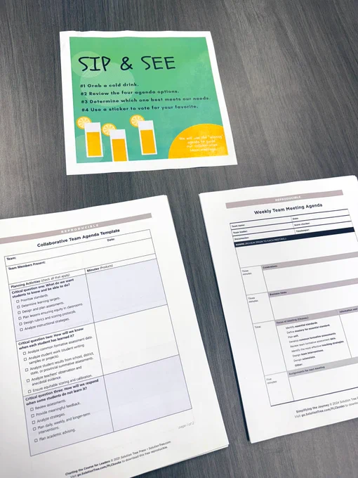 3 papers sitting on a tabletop offering directions for a "Sip & See" protocol.