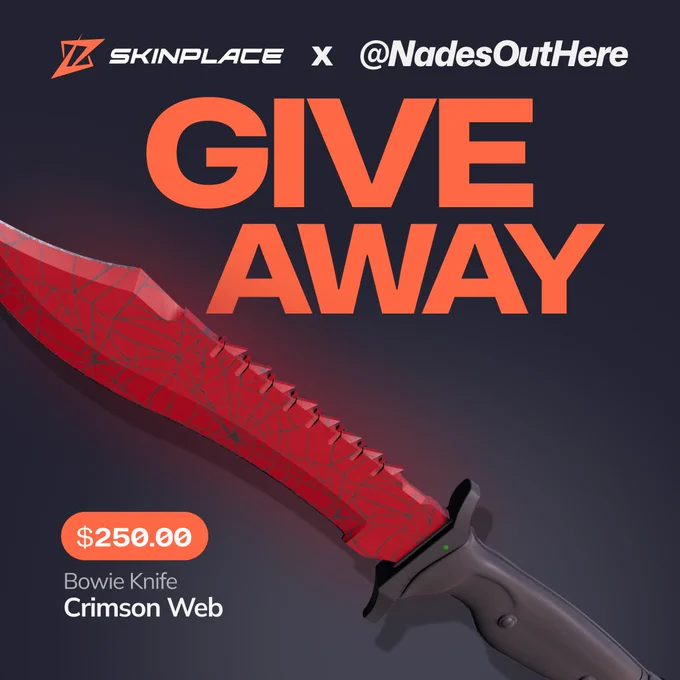 SkinPlace x NadesOutHere are giving away a $250 Bowie Knife Crimson Web. Enter now and flex this beauty in CS2.