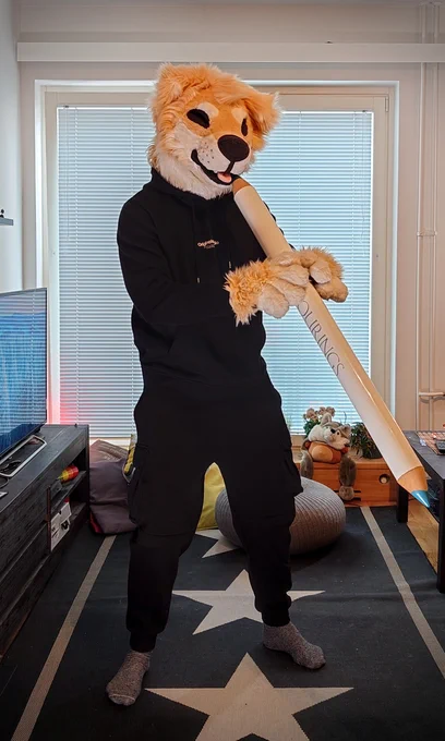 Shibe fursuiter tasting the colour