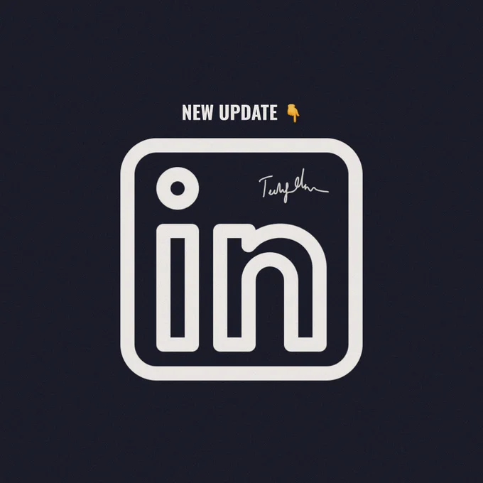 Dark navy LinkedIn update graphic featuring a bold white LinkedIn logo and the words “New Update” - announcing that all Techfellow content, roles, and insights are now consolidated on LinkedIn.