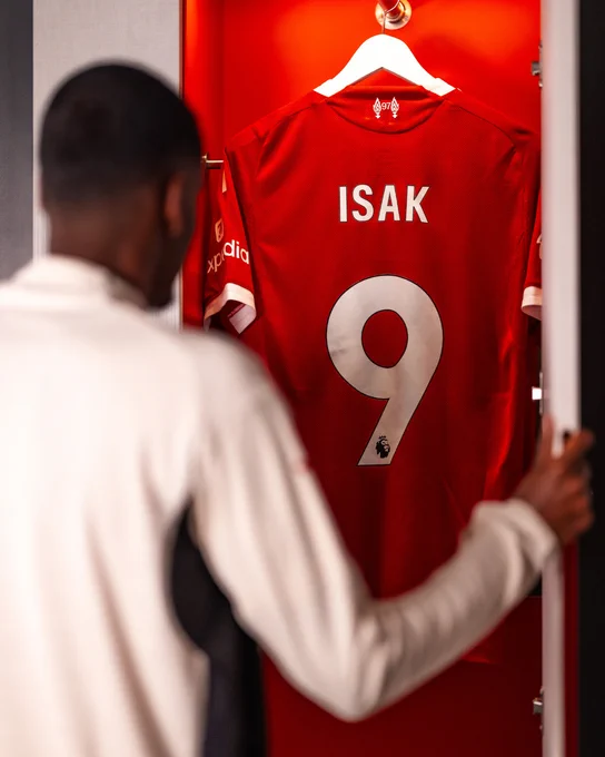 Photography as Alexander Isak is announced as a Liverpool player.