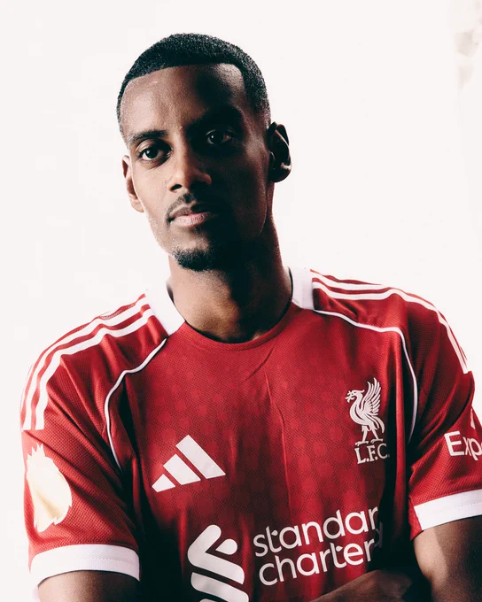 Photography of Alexander Isak as he is announced as a Liverpool player.
