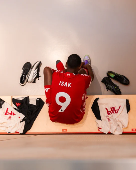 Photography of Alexander Isak as he is announced as a Liverpool player.