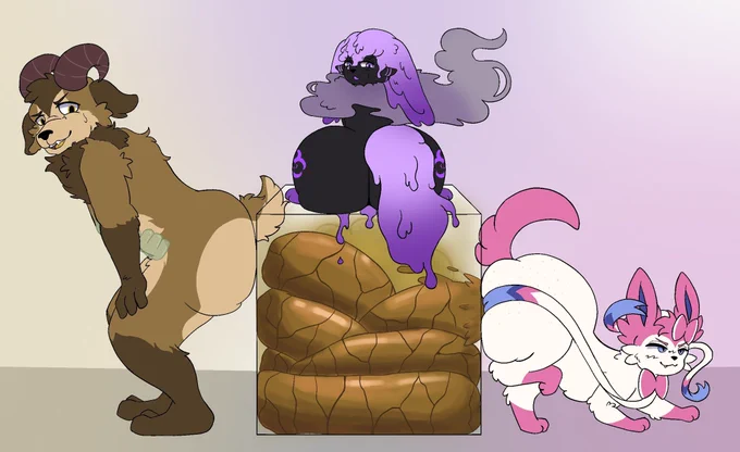 🐀 - Dolce (Nerd currently buried under a half ton of fairysludge)
☣️ - Palus (Mireon)
🎀 - Dior (Sylveon)
🐐 - Mordred (Goat)

🐐: "Stars above Dior, are you TRYING to kill him??"

☣️: "I'm... Suddenly really glad I'm up here. The box looks like it's gonna break..."

🎀: "Well, I don't know about you two, but I'm feeling MUCH better~ 🩷"