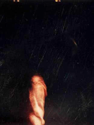 This Visitor turned it's head while this Polaroid snapped the photo. If you lighten this photo you may see the craft it was headed towards. Taken in Garland, Maine.