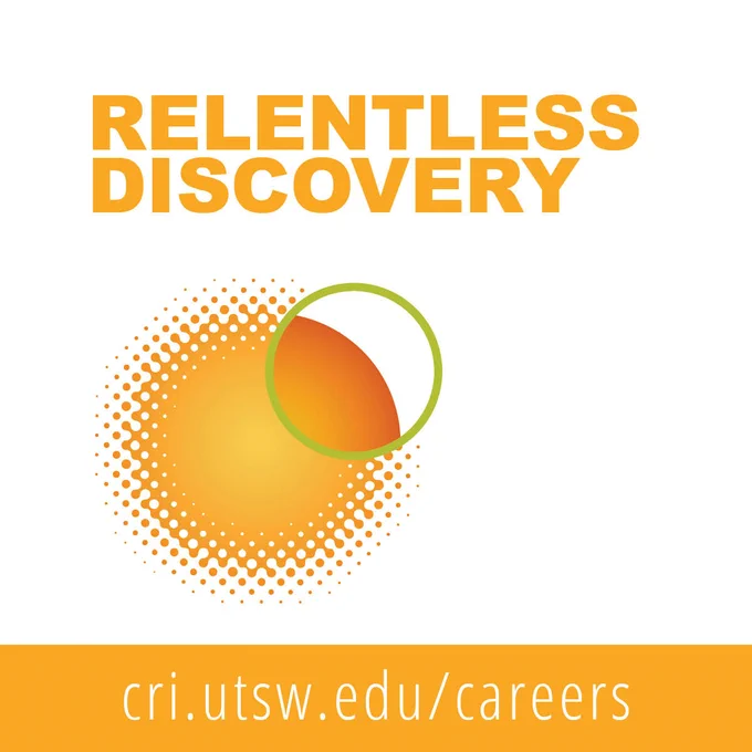 Top text: Relentless discovery. Middle: partial CRI logo. Bottom: URL cri.utsw.edu/careers