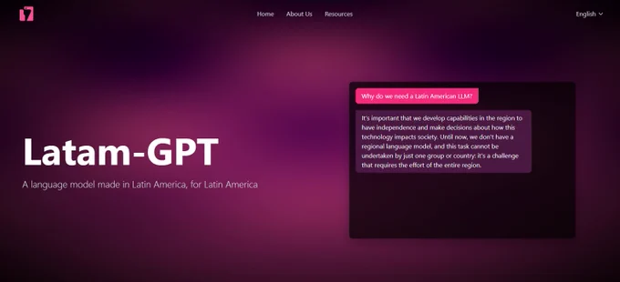 Ecran d'accueil de Latam-GPT. Tous droits réservés à Latam-GPT.