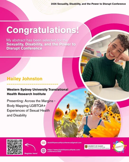 Speaker spotlight poster featuring Hailey Johnston. A headshot, affilation, and abstract title is provided on the poster.

A registration QR code is also provided on the bottom left corner of the poster.