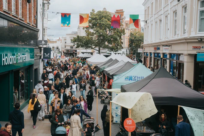 George Street full of people and event stalls at last year's Centre Stage Festival