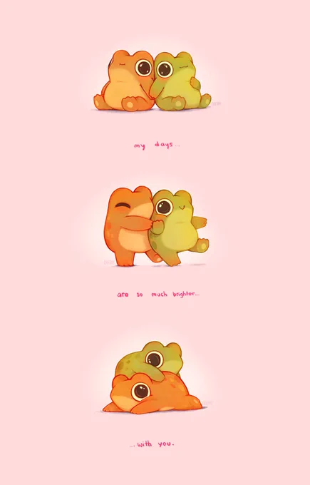 cute frogs having fun together artwork by chetom