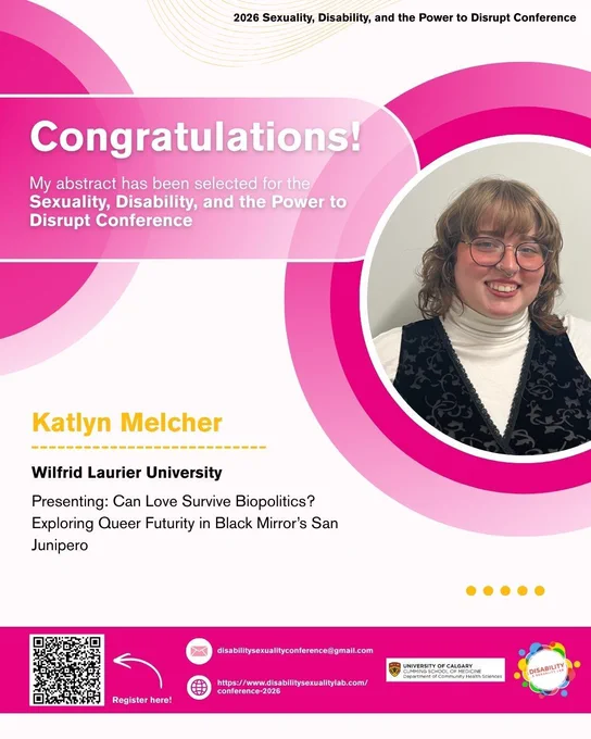 Speaker spotlight poster featuring Katlyn Melcher. A headshot, affilation, and abstract title is provided on the poster.

A registration QR code is also provided on the bottom left corner of the poster.