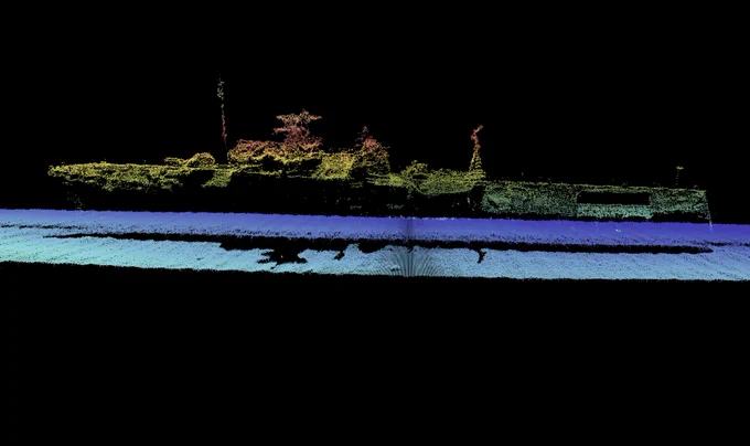 The HMCS McKenzie as seen by the 3DSS sonar system.