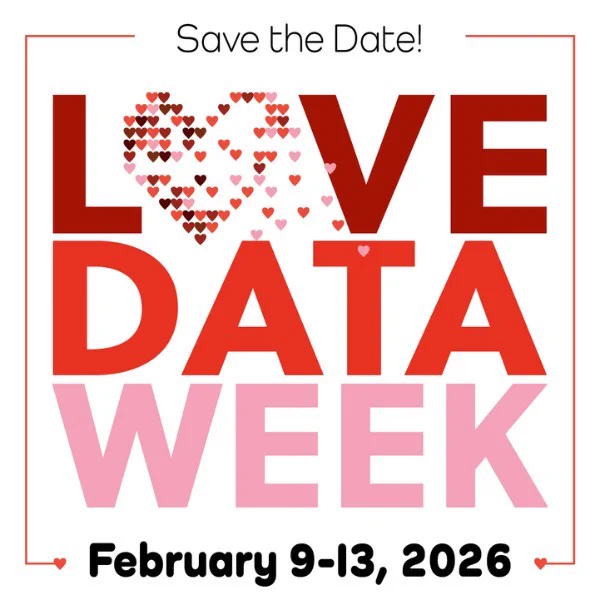 Love Data Week text with hearts