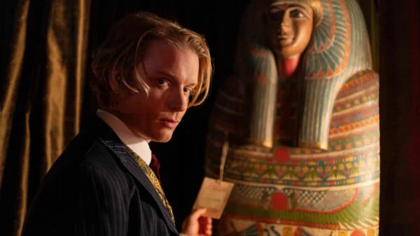 The very present Freddie Fox, who took on the role of Sir Guy of Gisburne in 2016 and has played the character ever since. Quoted today: “It was a real honour playing Sir Guy, and a thrill to be connected to the late great Robert Addie via the character. Big chainmail to fill to be sure, but I hope the fans enjoy this latest instalment.”