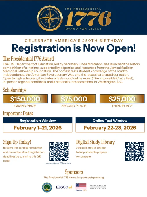 The Presidential 1776 Award contest information.