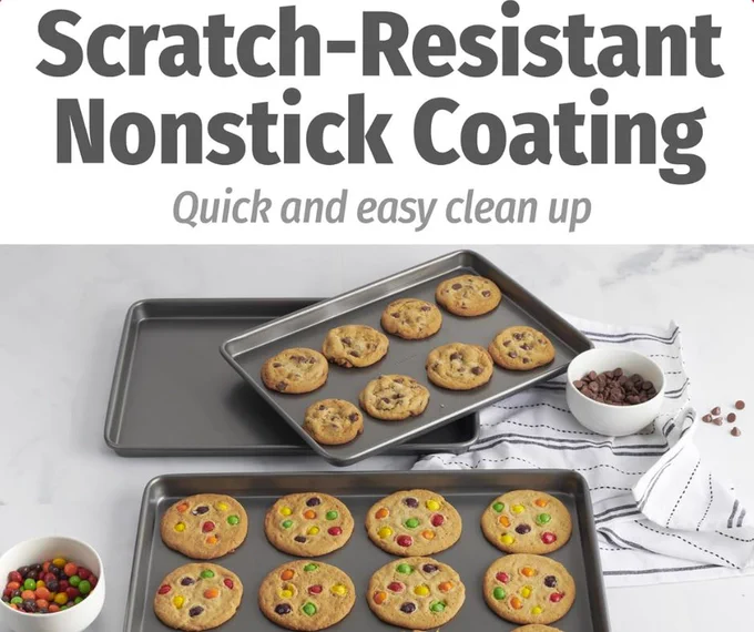 Bake smarter with NutriChef’s 3-Piece Nonstick Oven Baking Pans. Durable steel, easy release, and sleek style that fits every home.

Perfect results, every bake!
