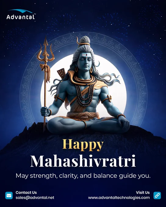 Mahashivratri message from Advantal Technologies reflecting on focus, transformation, balance, and long-term thinking inspired by Lord Shiva’s values.