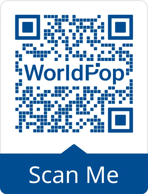QR code reading "WorldPop Scan Me" linking to https://southampton.qualtrics.com/jfe/form/SV_820s1m3SBUFEEqq