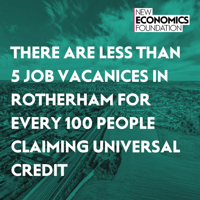 There are less than 5 job vacancies in rotherham for every 100 people claiming universal credit