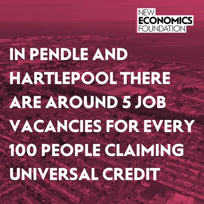 In Pendle and Hartlepool there are around 5 job vacancies for every 100 people claiming universal credit