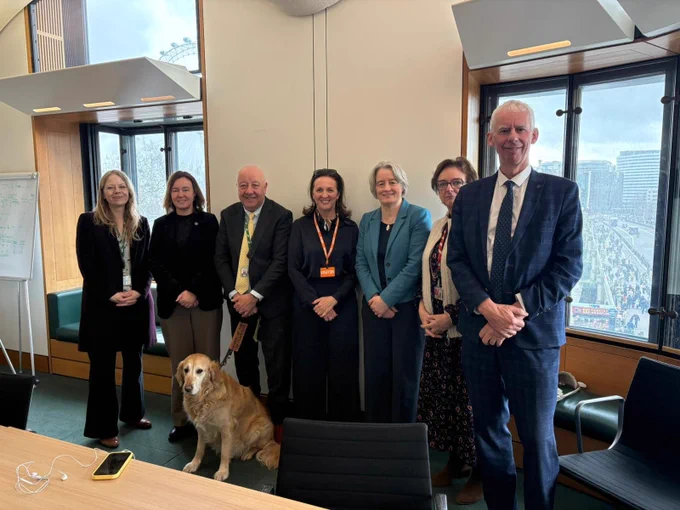 Pictured is Steve Darling MP with Sian Berry MP, Marie Goldman MP, Claire Young MP , Baroness Monckton, John Milne MP and Jacqueline Winstanley 