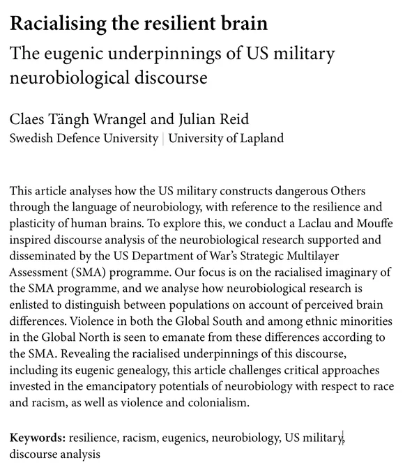 Article: Racialising the resilient brain