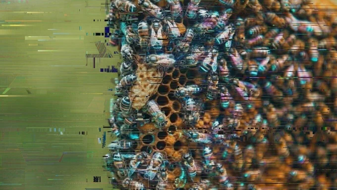 Honeycomb Bluetooth  — Grok V1 

Prompt: 
Please zoom in while keeping the aspect ratio the same along with the green background. The bees should look more metallic and inspired by science fiction tropes — Grok 


Please add neon light elements to the honeycomb structure


Could you add a glitch like effect to the entire image

( Source: https://thenewstack.io/how-ai-agents-will-change-the-web-for-users-and-developers/ 

Photo by paolo tognoni on Unsplash. ) 
